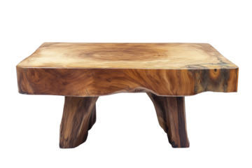 Modern contemporary wooden table isolated on a white or transparent background, ideal for interior design, home decor, furniture catalogs, and minimalist visuals.