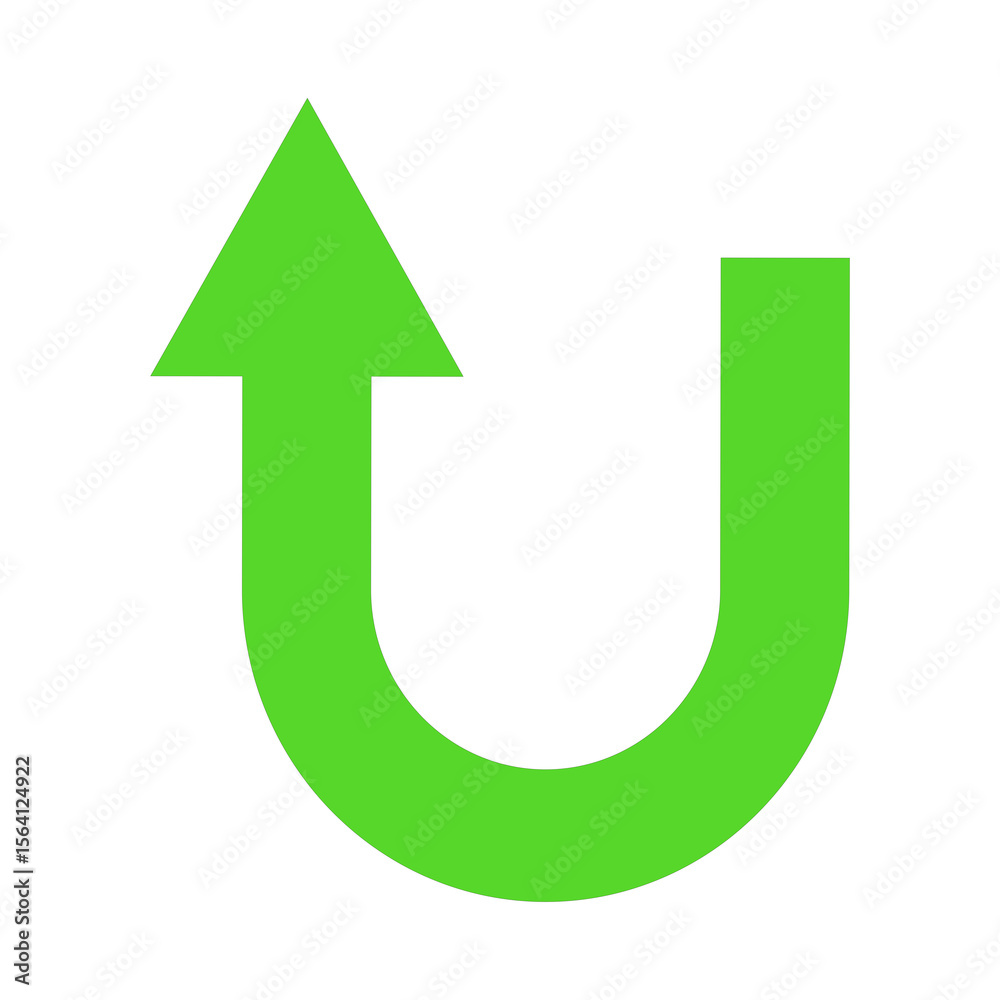 Poster green arrow u-turn icon for navigation and direction a symbol of reversal and change with a simple d