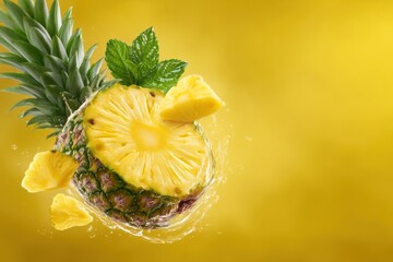 Dynamic pineapple splash vibrant juice explosions for social media