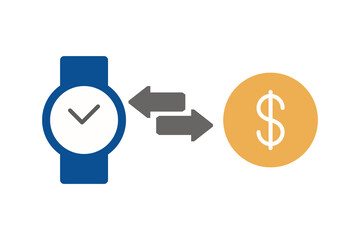 Time is money. Exchange symbol representing the time management concept for financial transactions