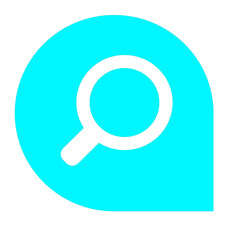 Seeking Clarity A Cyan Magnifying Glass Within a Rounded Speech Bubble Representing Inquiry Communication and the Pursuit of Knowledge in Digital Interactions