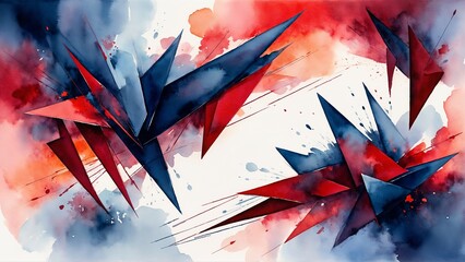 Red & Blue Abstract Watercolor Painting