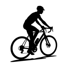 Obraz premium Silhouette of cyclist on road bike, endurance training and stamina concept