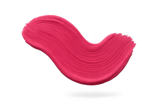 Vibrant magenta paint stroke with texture isolated on transparent background