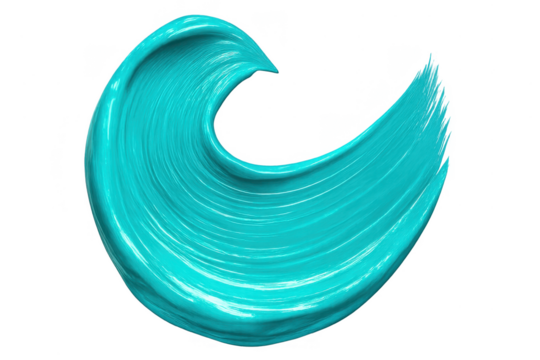 Turquoise paint stroke, vibrant and textured, on transparent background, isolated