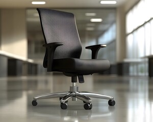 Modern Black Mesh Office Chair in Office Setting