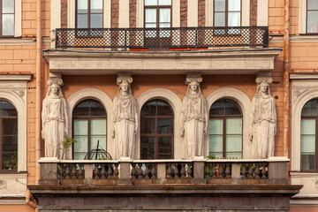 Fragment of the facade of the building in St. Petersburg, Russia