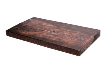 Dark wooden cutting board with rich grain texture, showcasing natural patterns and smooth edges, ideal for culinary presentations and food styling in kitchen environments