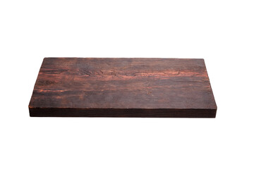 Dark wooden rectangular tabletop with a smooth surface, showcasing rich textures and natural grain...