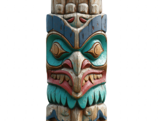 Intricate Carved Totem Pole A Symbol of Native American Art and Cultural Heritage (a 576).png