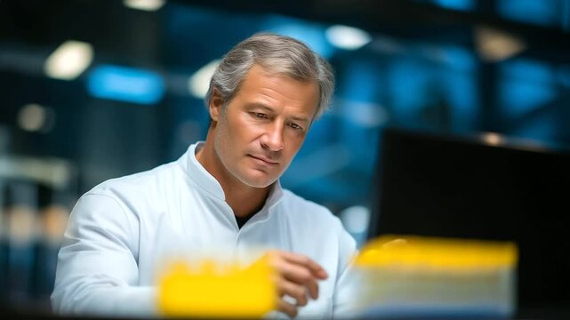 DNA analysis in a lab environment with sequencer and gel bands