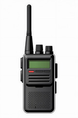 Black portable radio with antenna.
