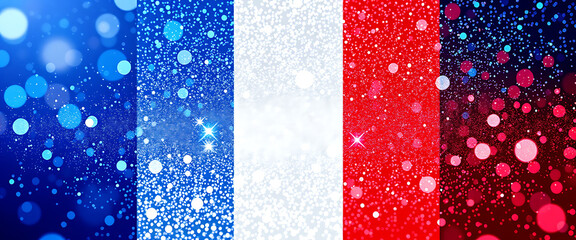 Fototapeta premium Joyful Bastille Day Celebration with Glittering French Flag and Fireworks Effect