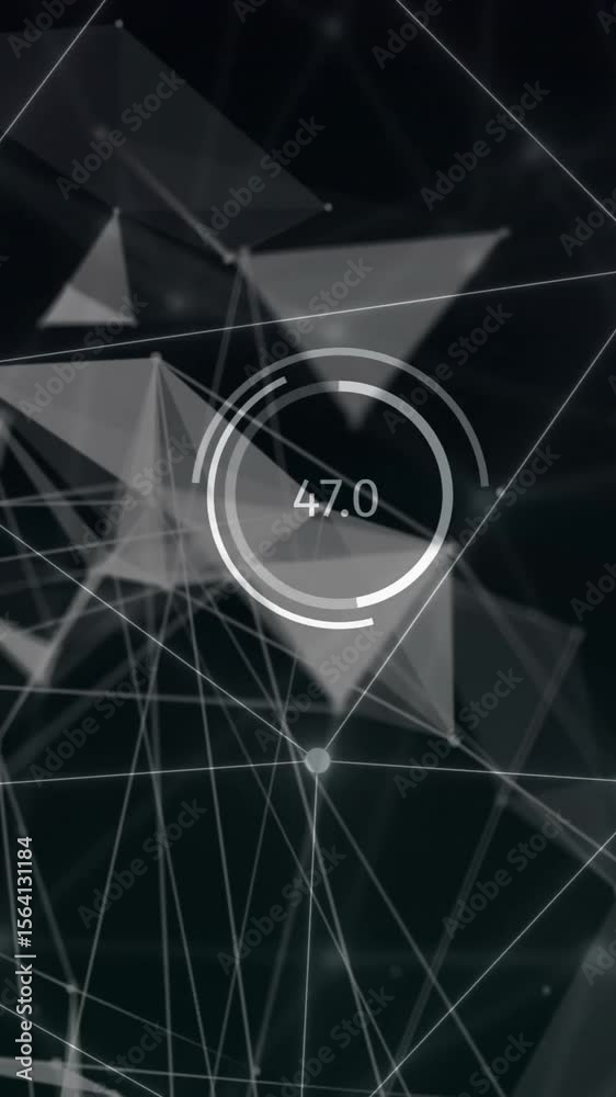 Poster animation of network of connections and data processing over black background