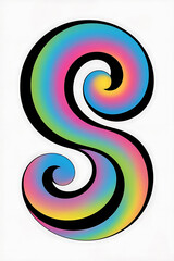 Colorful, swirling letter S with vibrant rainbow gradient.
