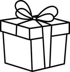 gift box icon line art vector illustration on transparent background	

