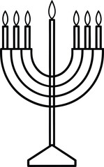 hanukkah candle icon line art vector illustration on transparent background	

