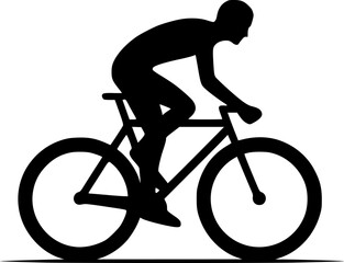 Silhouette of a person cycling, clean minimalist black vector
