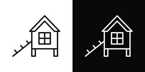 Chicken coop icon symbol outline style. Editable icon in EPS10 © nancy