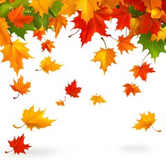Obraz premium Vibrant Autumn Maple Leaves Falling Background