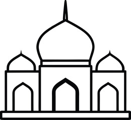 mosque icon line art vector illustration on transparent background	
