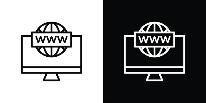 Domain icon symbol outline style. Editable icon in EPS10