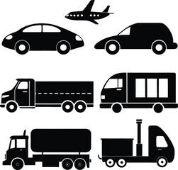 Transports silhouette bundle vector design with editable