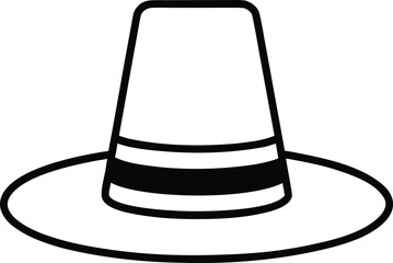 pilgrim hat icon line art vector illustration on transparent background	
