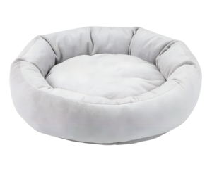 Grey soft round plush pet bed