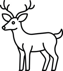 reindeer icon line art vector illustration on transparent background	
