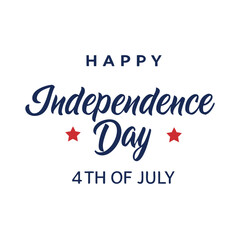 Happy 4th of July Typography with Red Stars for U.S. Independence Day Celebration