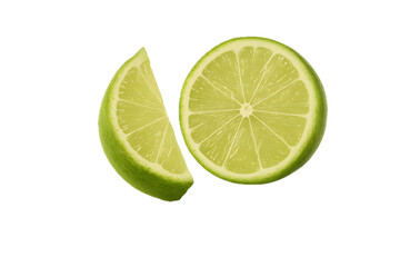 Fresh lime slices on black background citrus fruit healthy food sour on transparent background