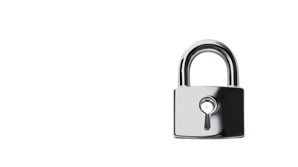 Naklejka premium Chrome padlock shines brightly on a dark showing a metallic finish. - high quality Chrome padlock shines brightly on a dark showing a metallic finish.