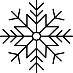 snowflake icon line art vector illustration on transparent background	
