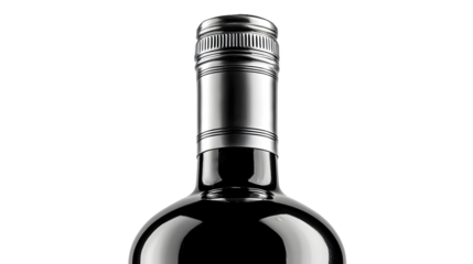 Wine Bottle Neck with Silver Capsule on White Background