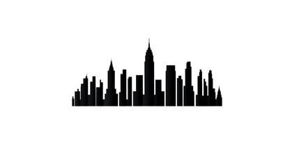 Obraz premium Dark silhouettes of city buildings stand in a row against a seemingly night sky background.