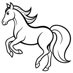Dynamic horse illustration with flowing mane and tail in motion