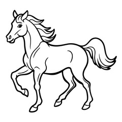 Dynamic galloping horse illustration in full stride with vibrant colors