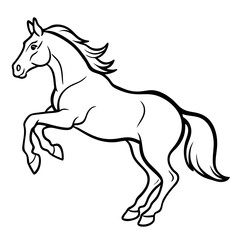 Dynamic jumping horse illustration with bold black yellow cyan and magenta colors