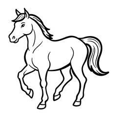 Elegant horse head turned backward in striking black and yellow design