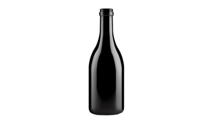 Glossy bottle stands upright against a completely isolated background, showcasing its smooth contours and metallic cap.