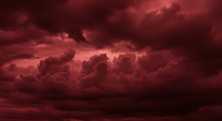 Dramatic Red Storm Clouds, Ominous Sky, Dark Weather, Apocalypse Concept