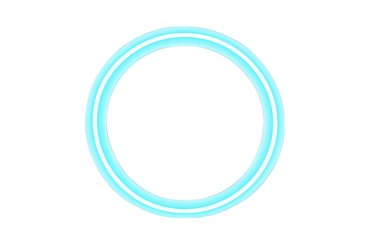 Abstract blue neon circle design on transparent background suitable for futuristic tech designs