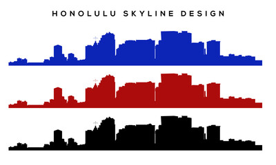 Honolulu Cityscape – Flat Vector with Diamond Head Background