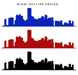 Naklejka premium Miami Skyline Vector – Cityscape with Oceanfront Outline