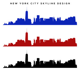 Naklejka premium New York City Skyline Silhouette – Vector Manhattan Panorama