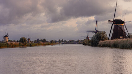 The windmills of KInderdijk, early morning. Netherlands