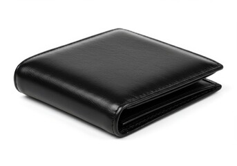 A black leather wallet isolated on white background