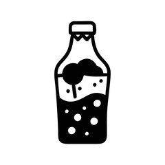 Silhouette illustration of a soda bottle with bubbles and foam inside