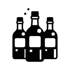 Three stylized bottles with bubbles, suggesting sparkling beverages or drinks